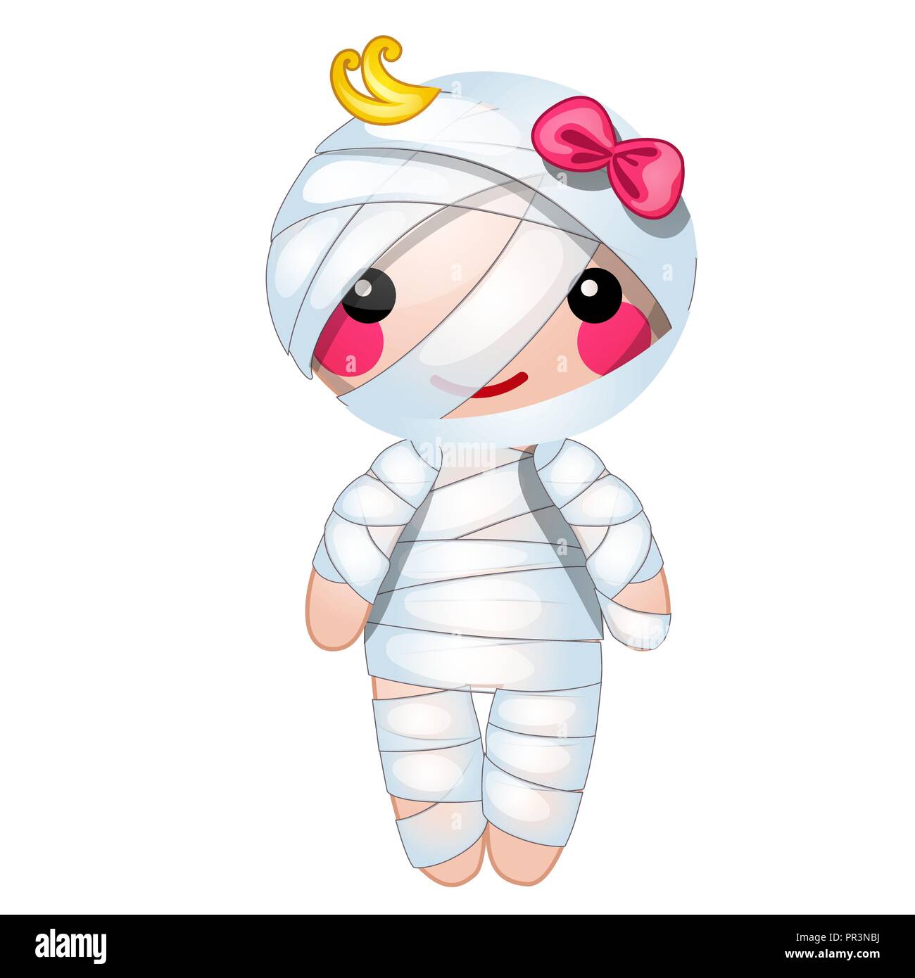 Cute doll in the form of a mummy wrapped in bandages isolated on white  background. Vector cartoon close-up illustration Stock Vector Image & Art -  Alamy