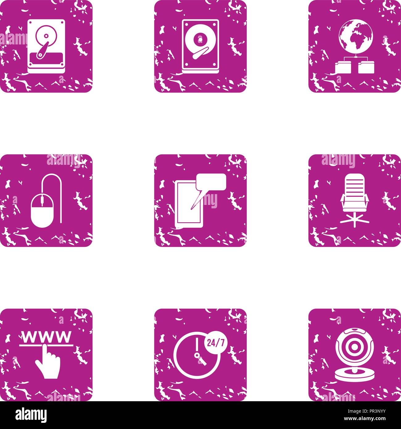 Fact icons set, grunge style Stock Vector