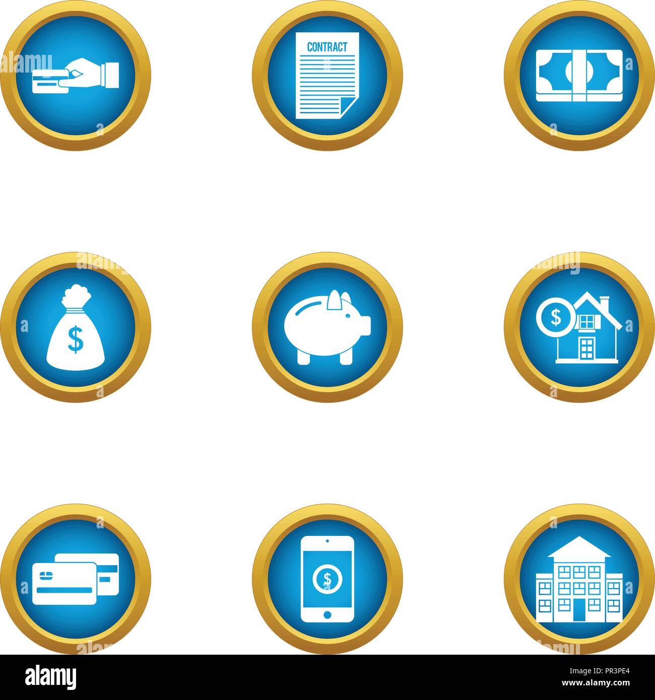 Introduce icons set, flat style Stock Vector