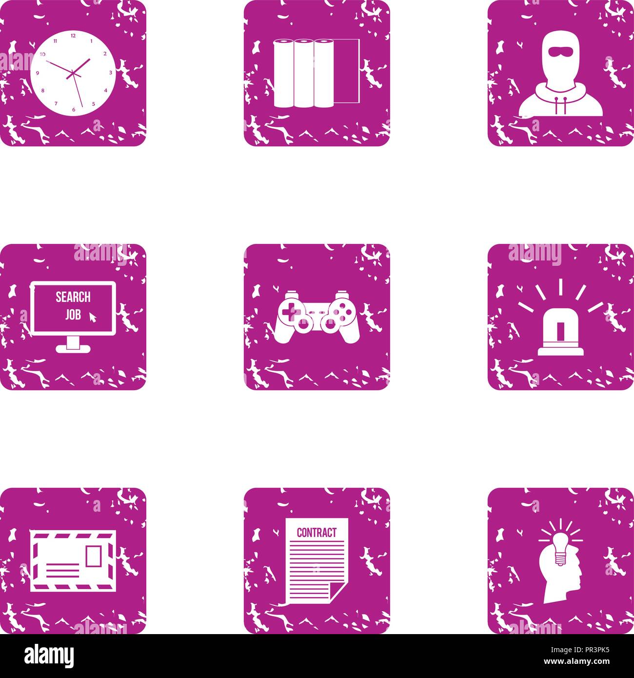 Bright idea icons set, grunge style Stock Vector