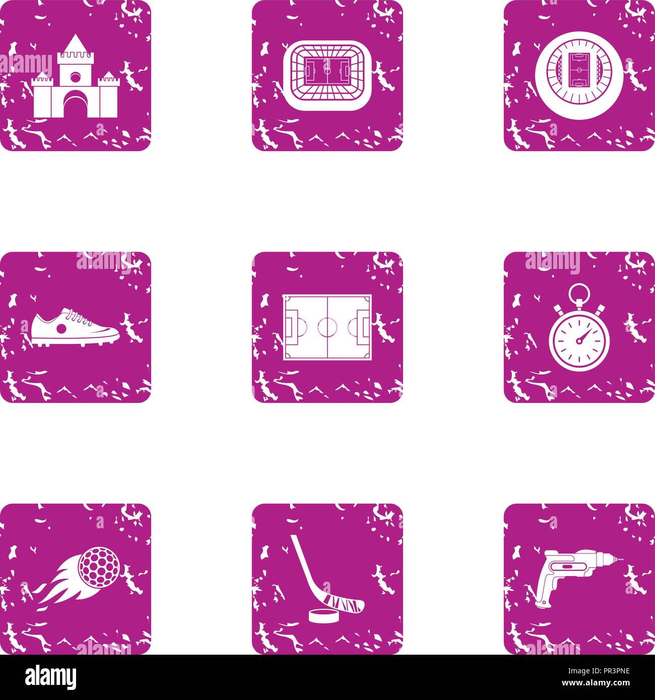 Patch icons set, grunge style Stock Vector