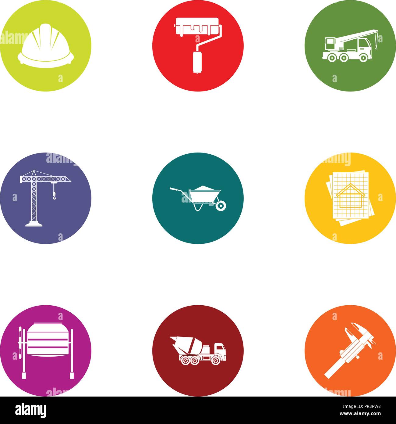 Construction plan icons set, flat style Stock Vector Image & Art - Alamy