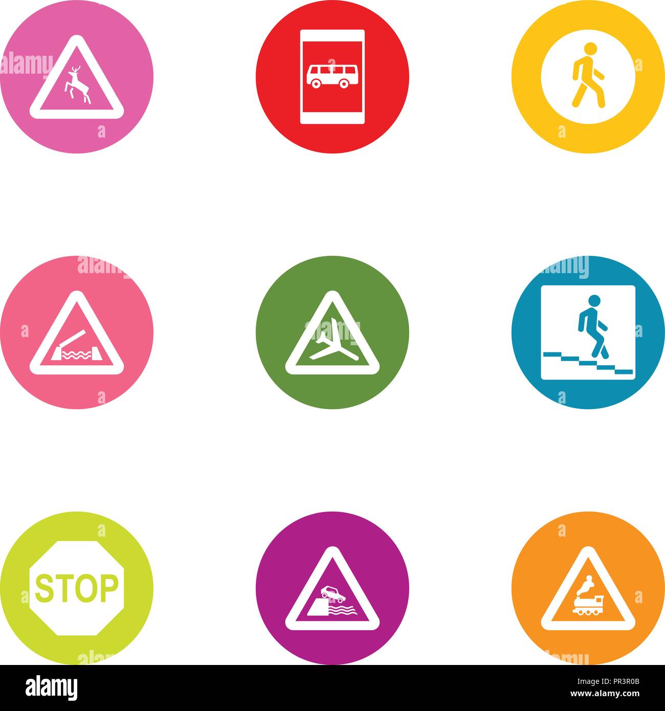 Construction road icons set, flat style Stock Vector Image & Art - Alamy