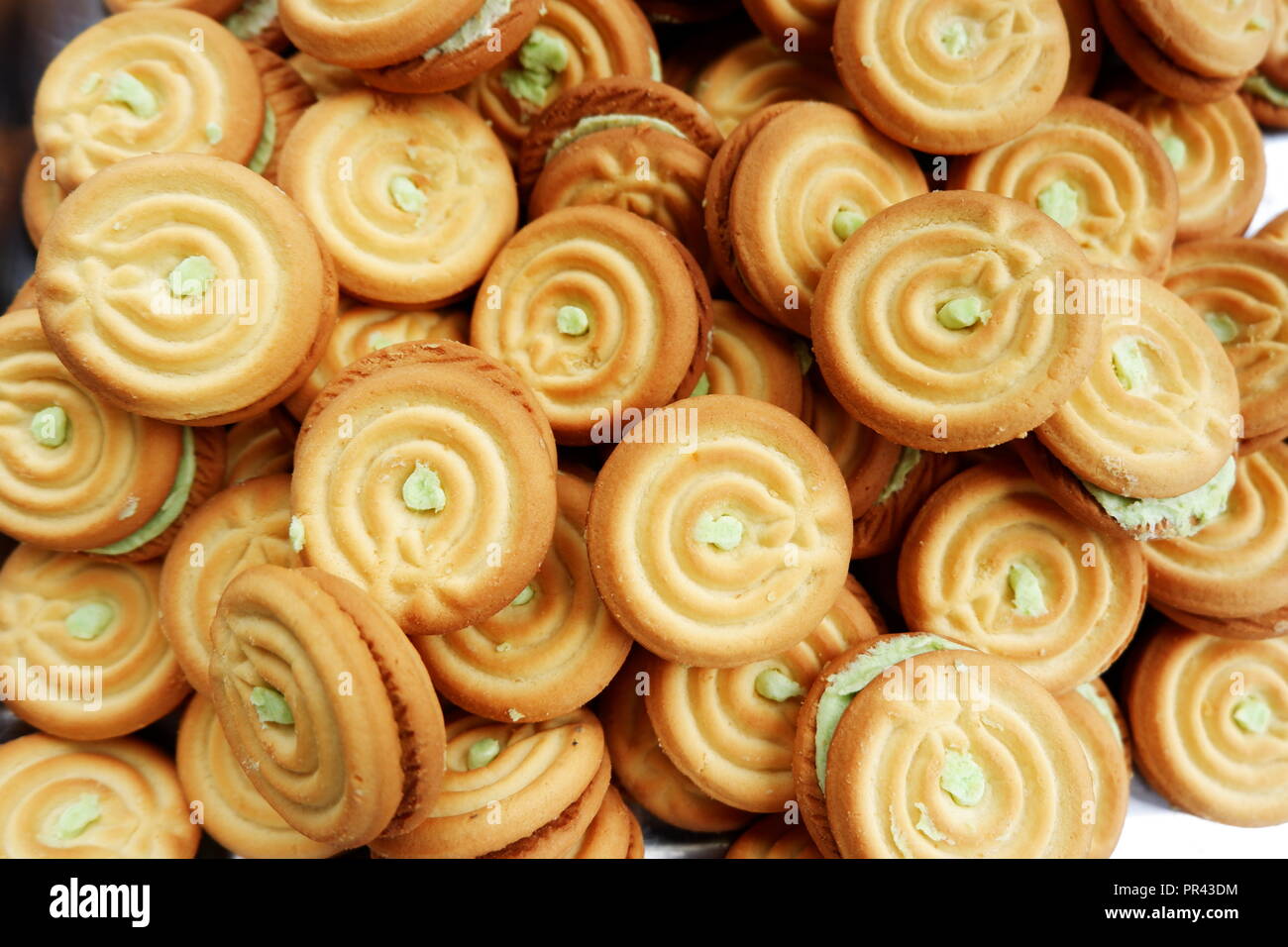 Round salted cracker cookies Stock Photo