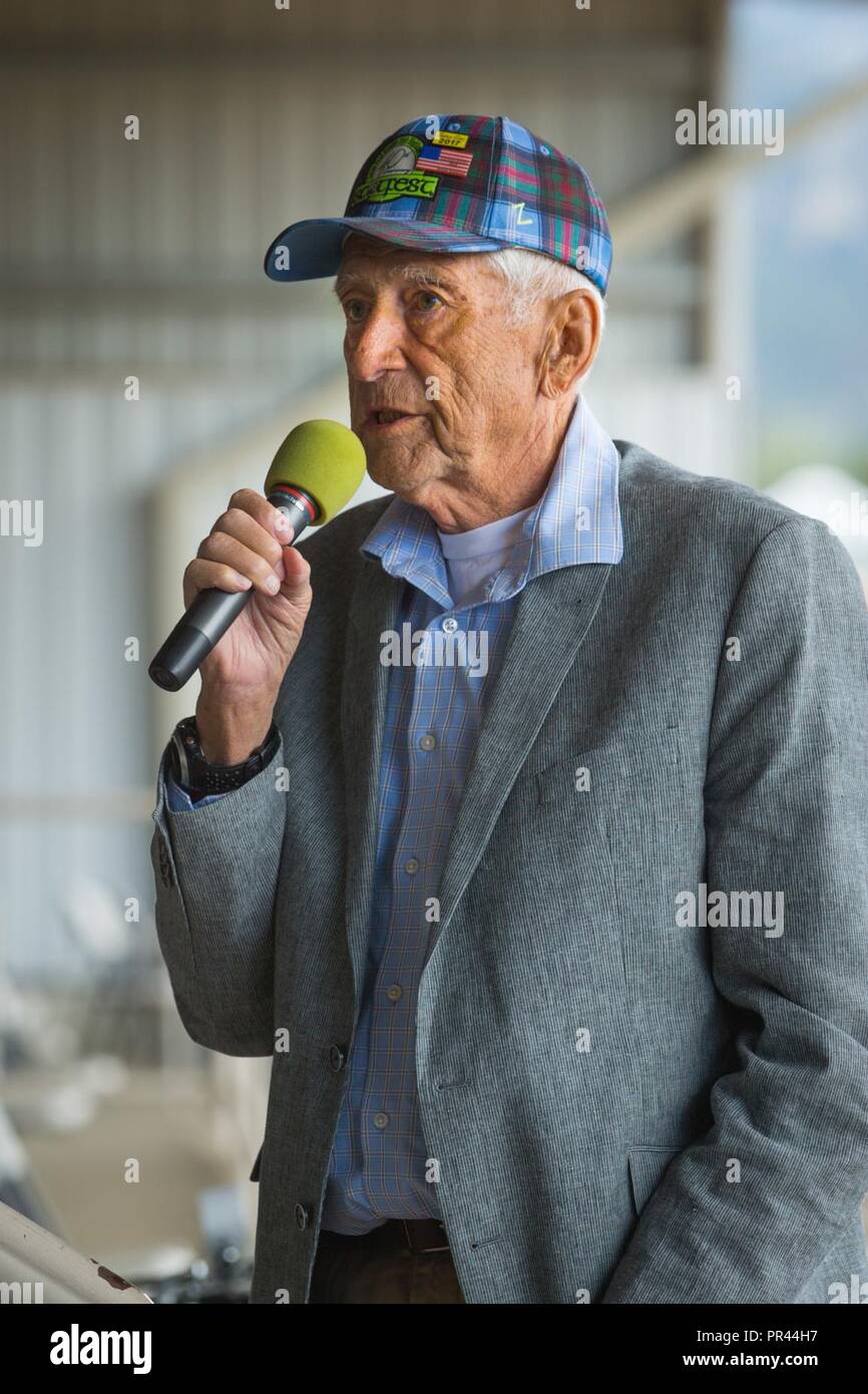 Dr. James Durward, the founder of the annual Longs Peak Highland Festival,  speaks to musicians at the Stanley Park Fairground for the 42nd annual  Longs Peak Highland Festival in Estes Park, Colorado,