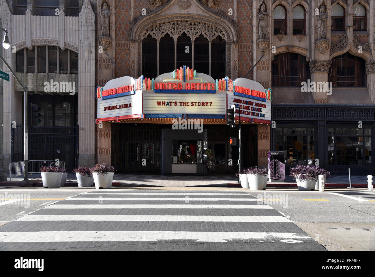 Los Angeles, CA - January 19, 2018: Historic United Artists Theatre revitalized as part of the Bringing Back Broadway initiative Stock Photo