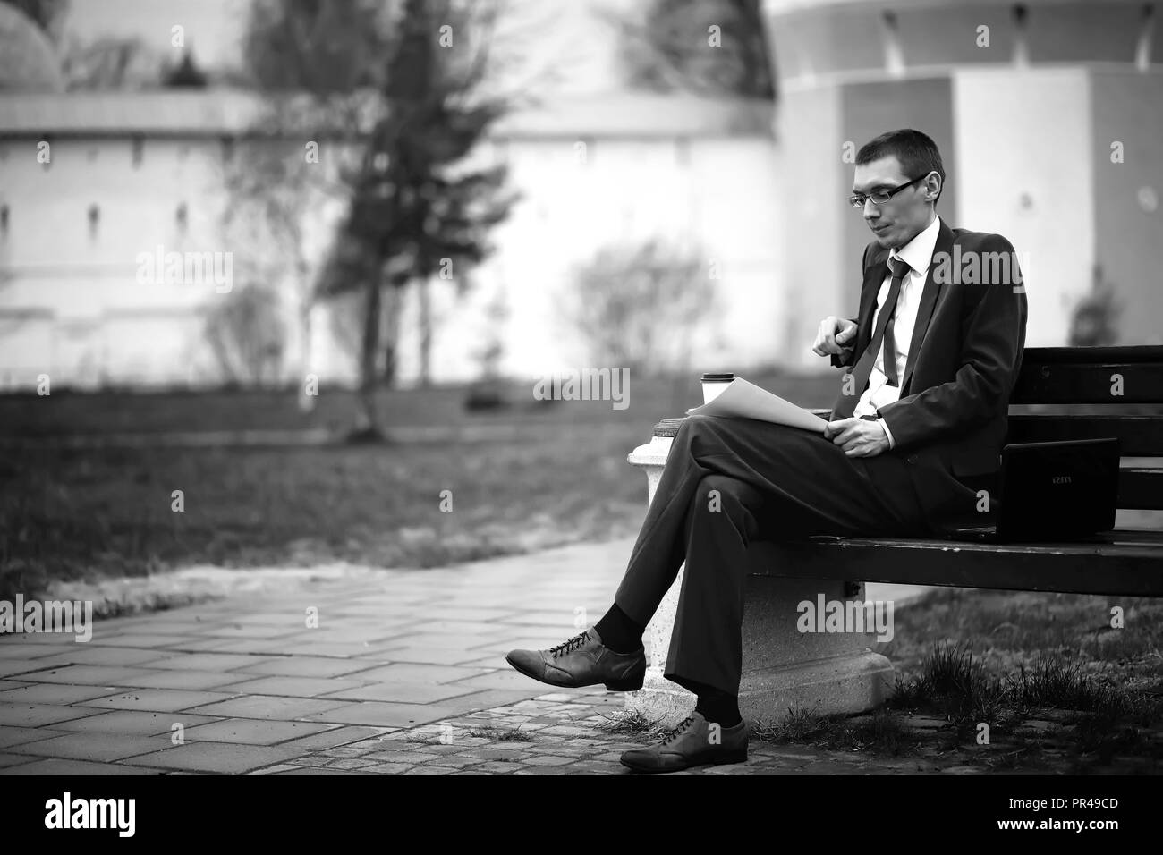 Businessman in a suit on the street Stock Photo