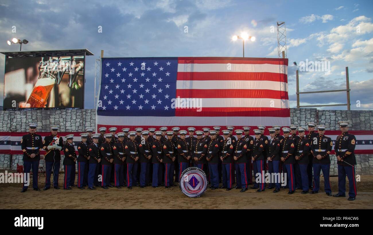 U S Marines With The 1st Marine Division Band Pose For A Photo Before A Live Ceremony For The 42nd Annual Longs Peak Highland Festival In Estes Park Colorado Sept 8 2018 The