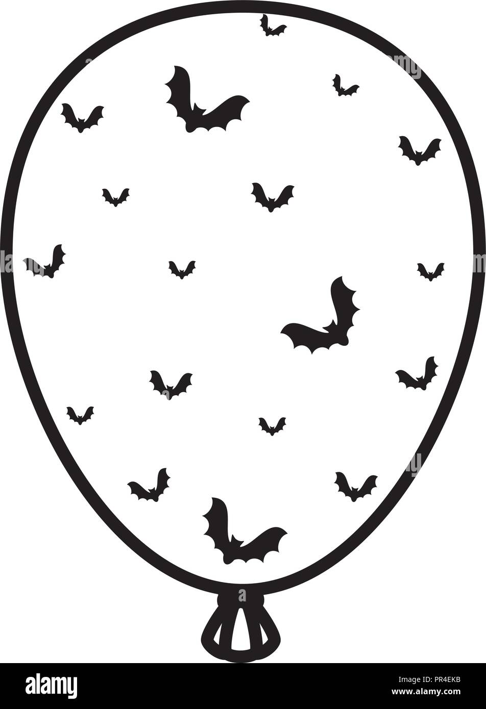 halloween balloon helium with bats flying vector illustration design