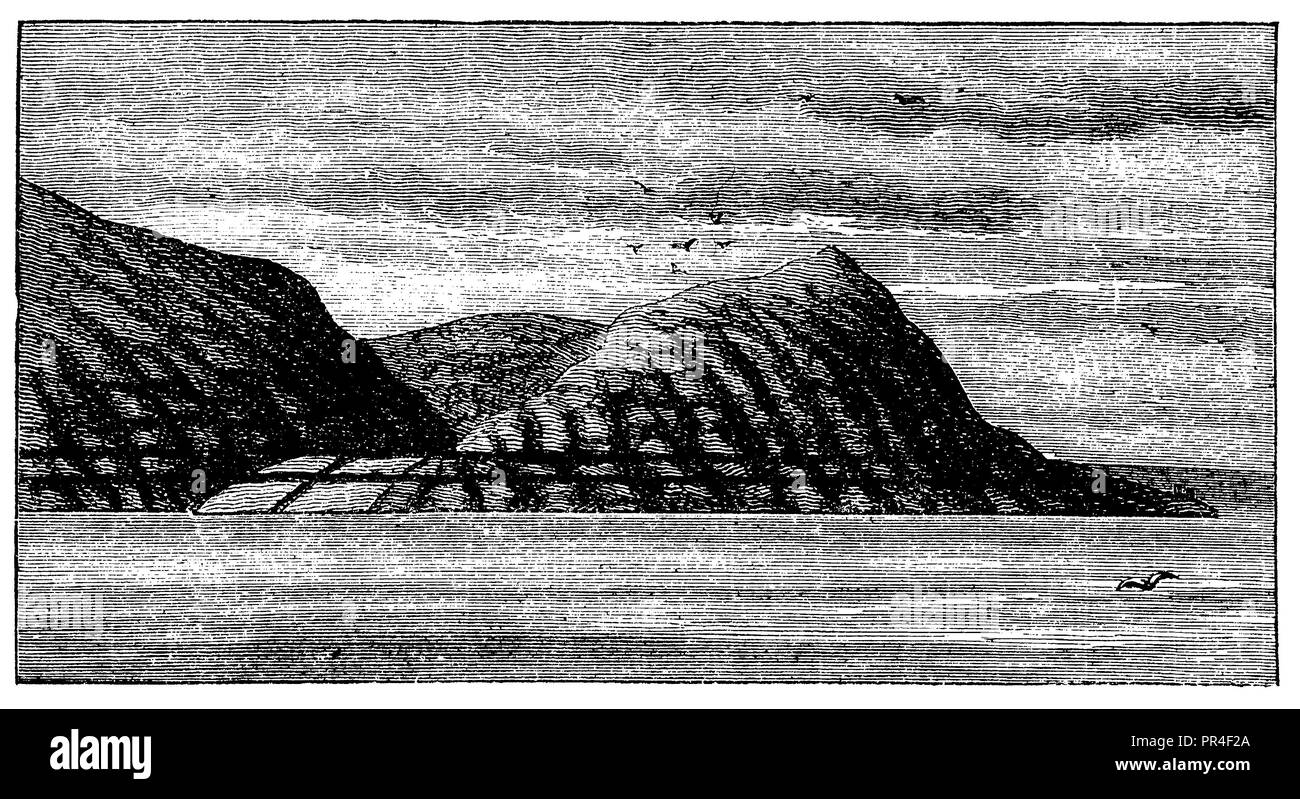 Double beach line at Grötnes (Norway), anonym  1893 Stock Photo