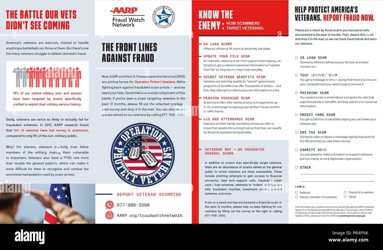 The U S Postal Inspection Service Has Teamed Up With Aarp To Create Operation Protect Veterans An Educational Campaign Specifically Targeted To Educate Our Nation S Veterans On How To Combat And Report