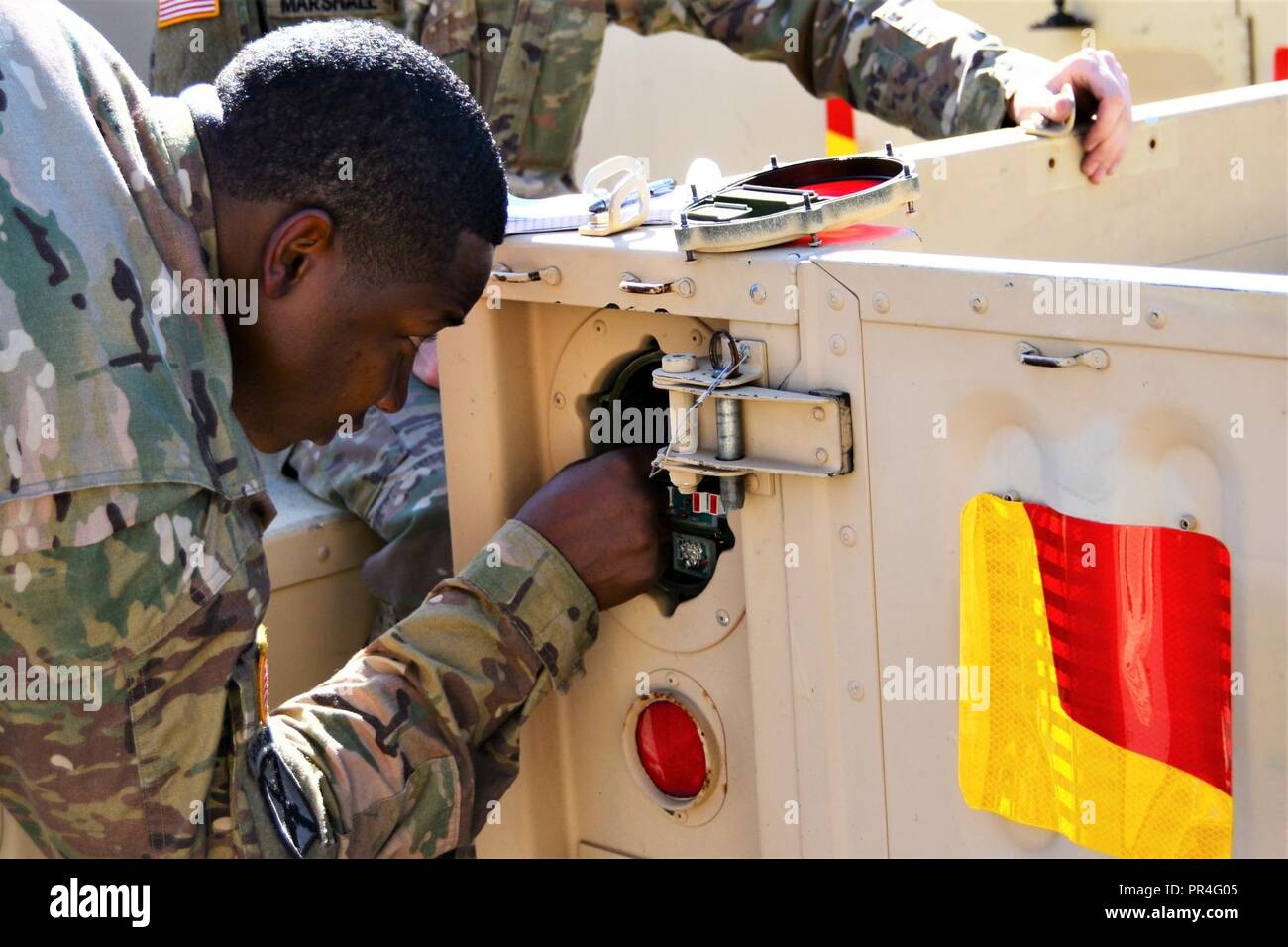 U.S. Army Sgt. Kentrel Black, a wheeled vehicle mechanic (91B military