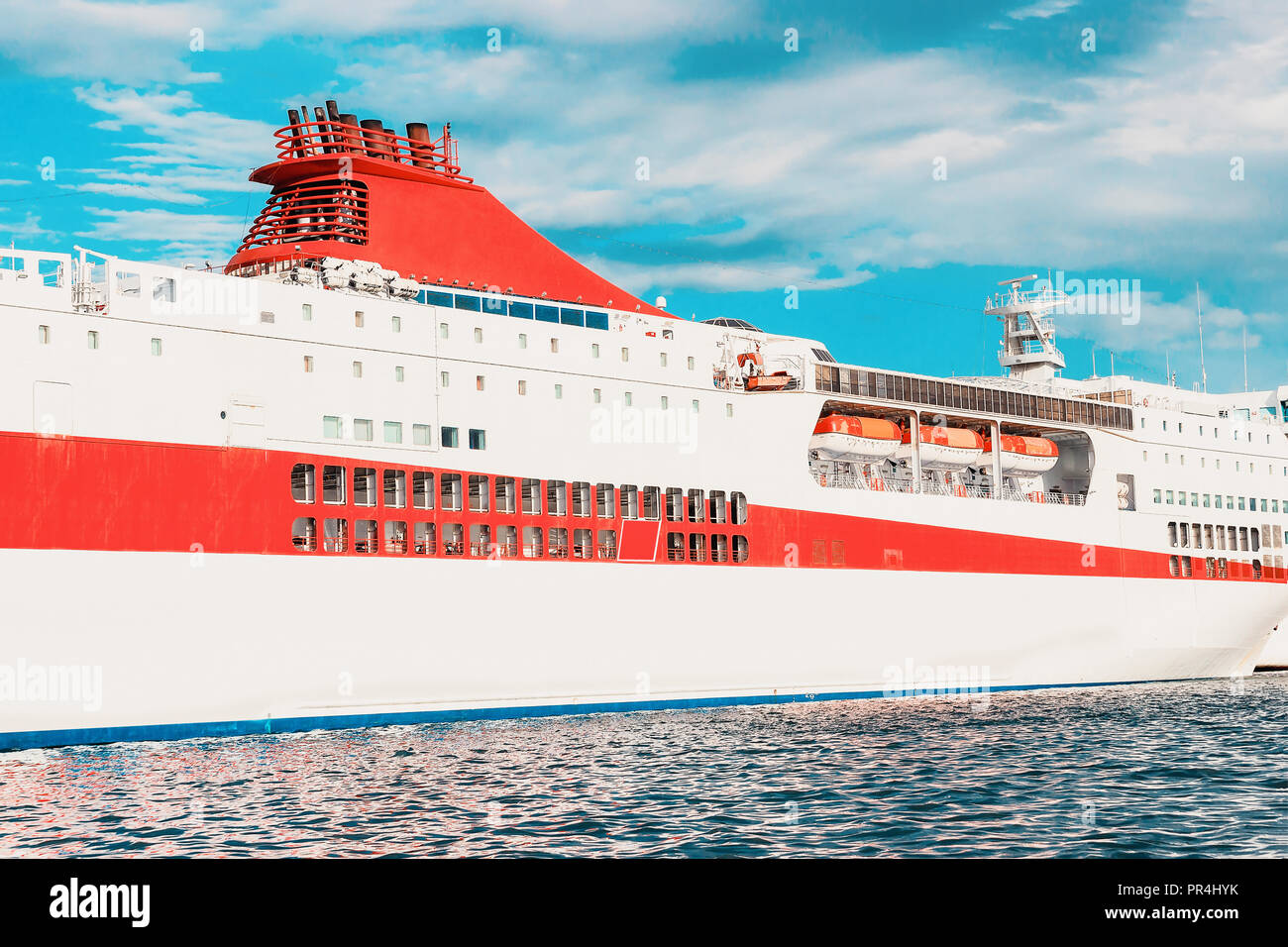 Cruise ship in the Mediterranean Sea at the port at Cagliari, Sardinia island, Italy Stock Photo