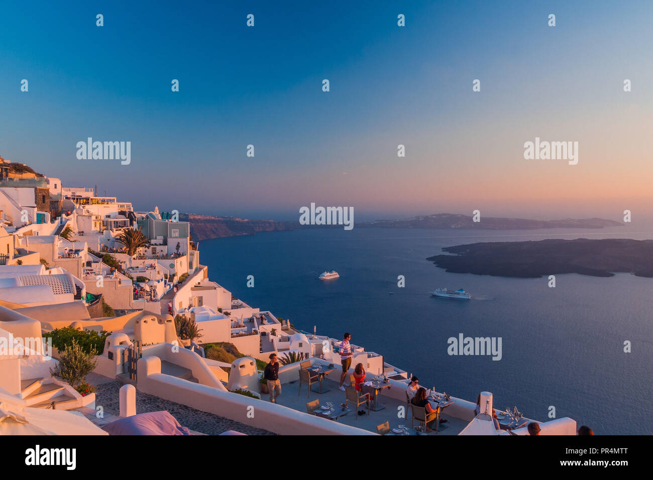 Sunset Of Imerovigli In Santorini In Greece Stock Photo - Alamy