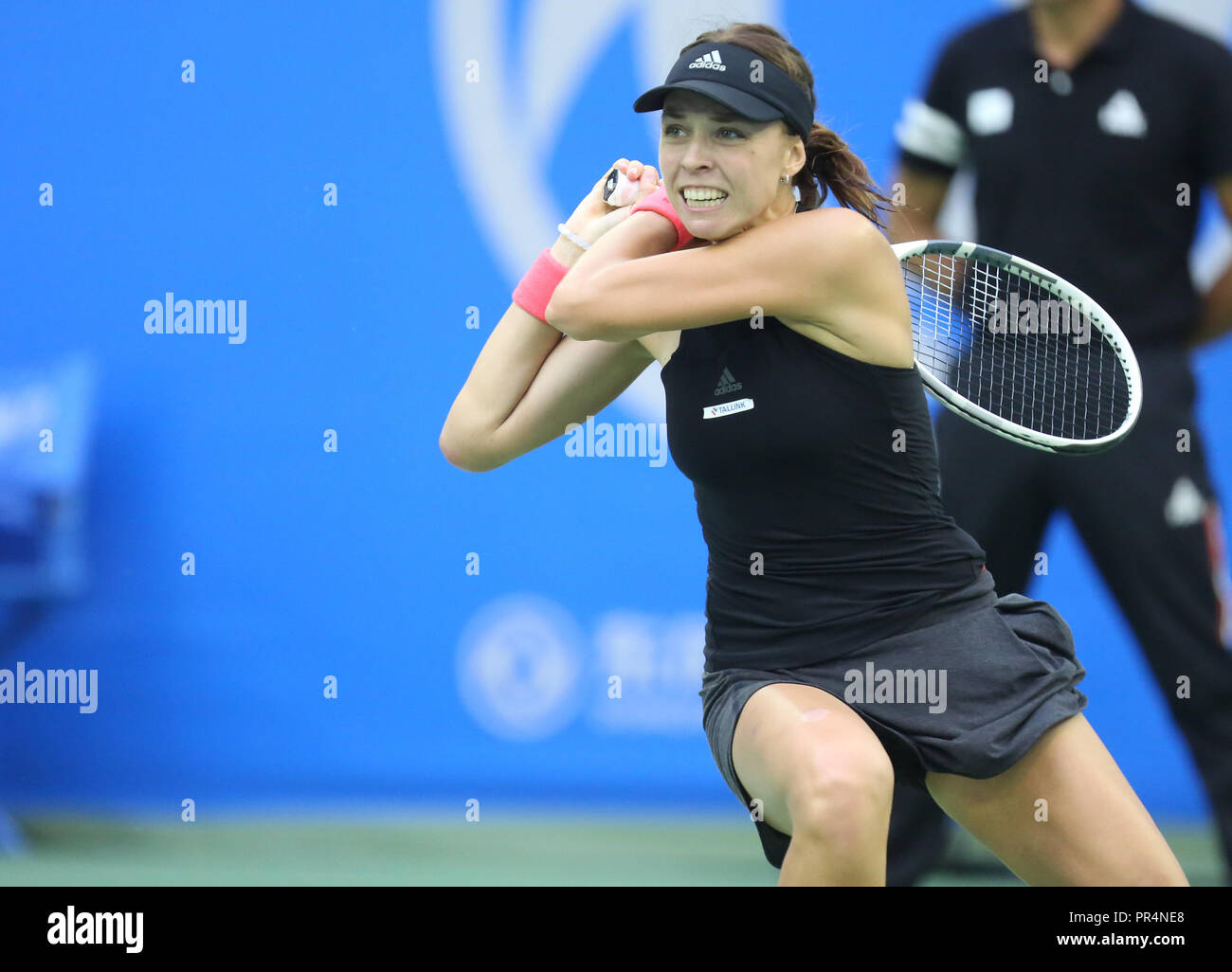 Wuhan, Wuhan, China. 29th Sep, 2018. Wuhan, CHINA-Estonian professional tennis player Anett Kontaveit defeats Wang Qiang at 2018 Wuhan Open in Wuhan, central ChinaÃ¢â‚¬â„¢s Hubei Province. Credit: SIPA Asia/ZUMA Wire/Alamy Live News Stock Photo