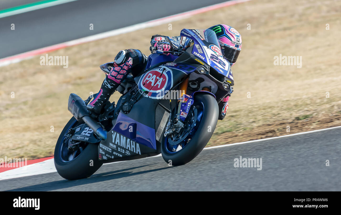 Alex Lowes, GBR, Yamaha YZF R1, Pata Yamaha Official WorldSBK Team, SBK  2018, MOTO. 28th Sep, 2018. SBK Magny-Cours Grand Prix 2018, Free Practice  1, 2018, Circuit de Nevers Magny-Cours, Acerbis French