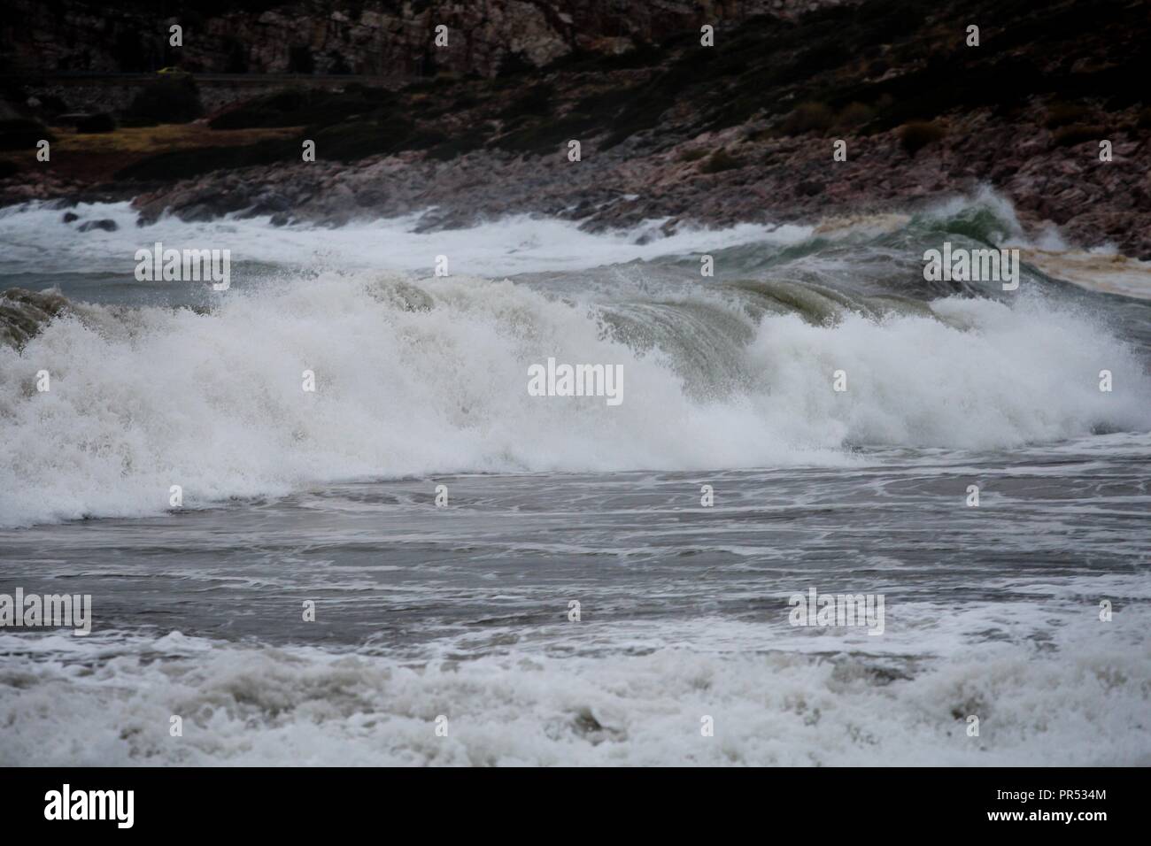 Athens, Greece. 29th Sep, 2018. Strong waves and heavy winds have been registered due to the passage of Mediterranean Cyclone 'Zorba'' that rages in Greece, (Credit Image: © Aristidis VafeiadakisZUMA Wire) Stock Photo