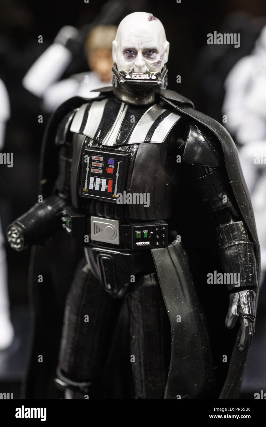 Tokyo, Japan. 29th Sep, 2018. An action figures of Darth Vader (Anakin Skywalker) on display during the 58th All Japan Model and Hobby Show in Tokyo Big Sight. The annual exhibition introduces hobby goods such as plastic models, action figures, drones and airsoft guns from September 28 to 30. Credit: Rodrigo Reyes Marin/ZUMA Wire/Alamy Live News Stock Photo