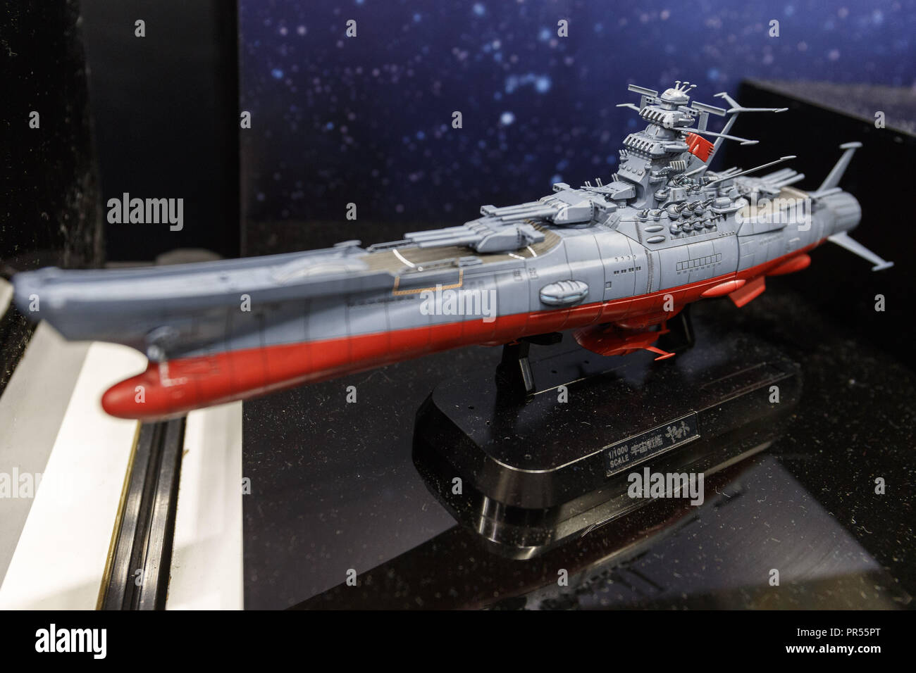 Tokyo, Japan. 29th Sep, 2018. A plastic model of the Space Battleship Yamato on display during the 58th All Japan Model and Hobby Show in Tokyo Big Sight. The annual exhibition introduces hobby goods such as plastic models, action figures, drones and airsoft guns from September 28 to 30. Credit: Rodrigo Reyes Marin/ZUMA Wire/Alamy Live News Stock Photo