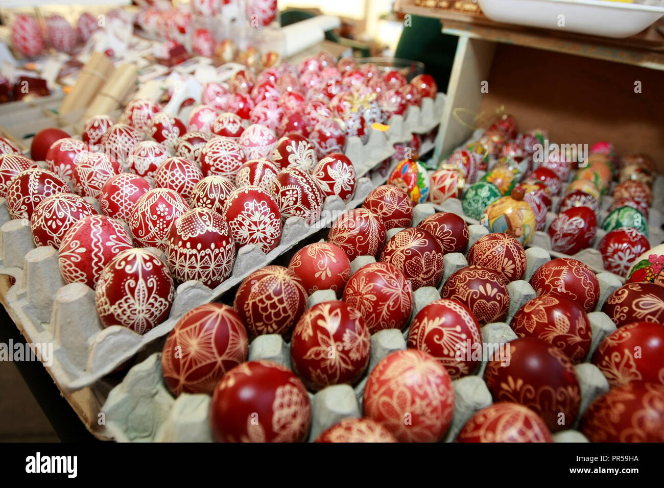 The Easter eggs painted in traditional Bulgarian style on the handmade