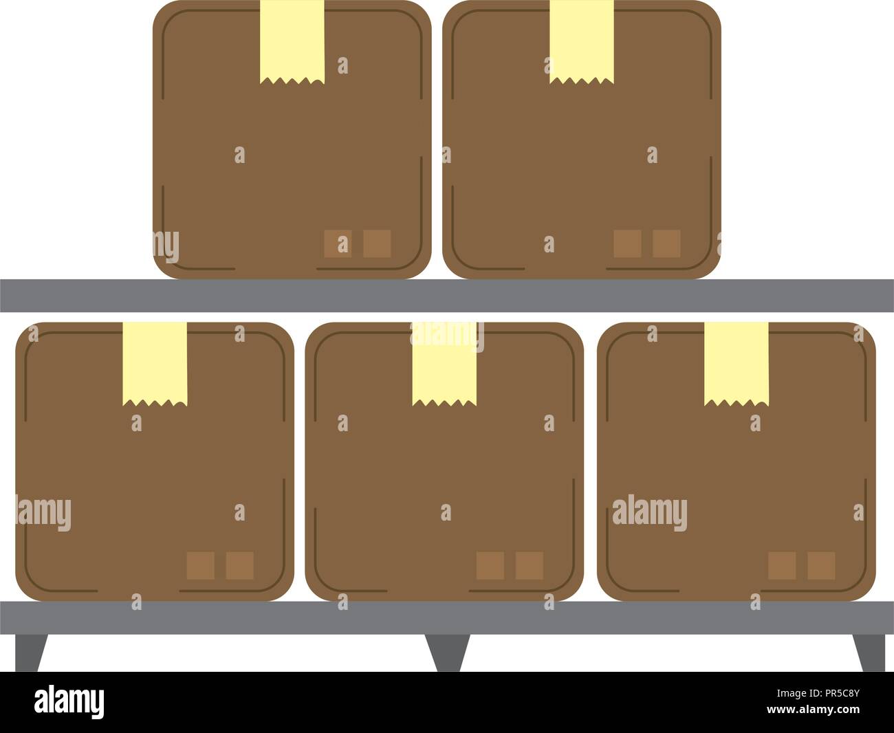 shelving with pile boxes carton delivery service vector illustration ...