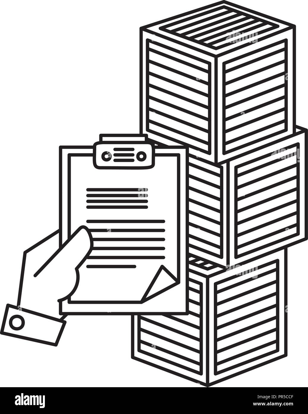 pile boxes carton with checklist delivery service vector illustration ...