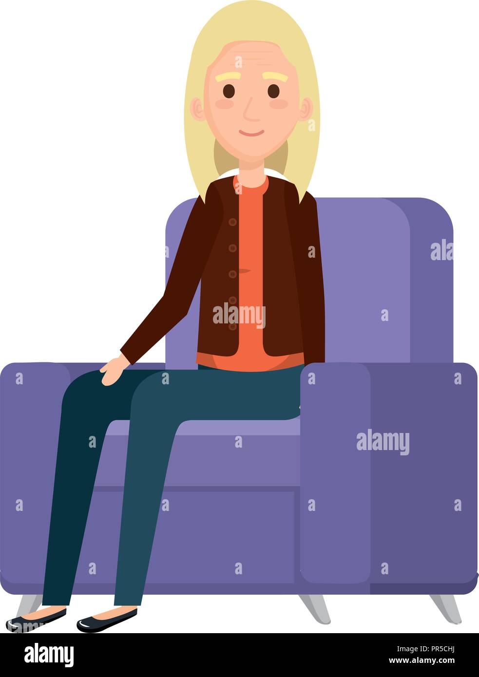 old woman in the sofa avatar character Stock Vector Image & Art - Alamy