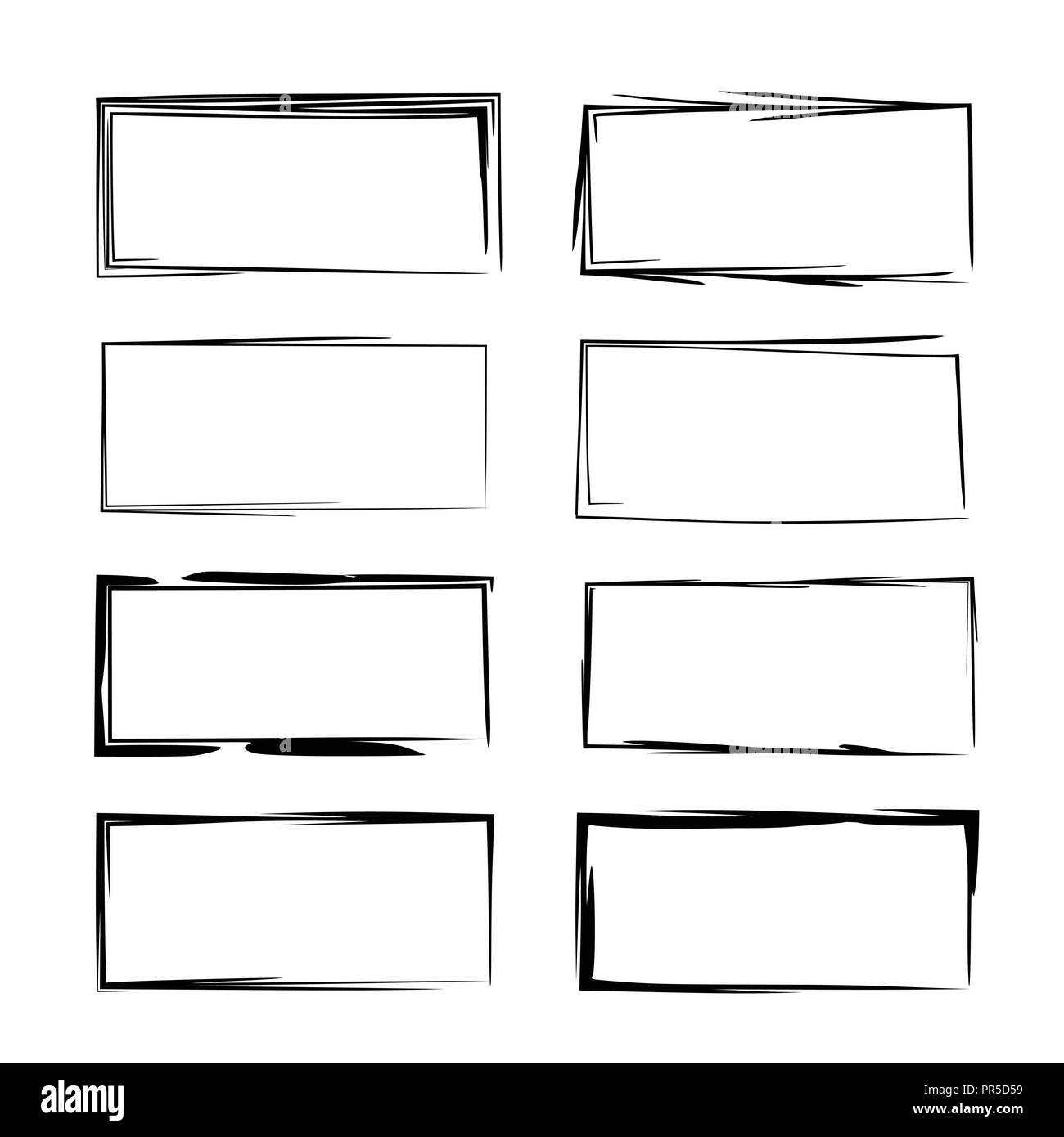 Set of black square grunge frames. Vector illustration Stock Vector ...