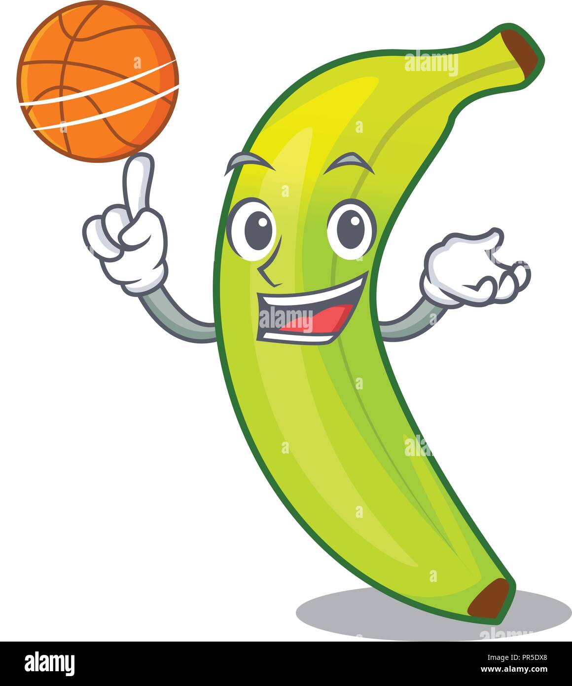 With basketball green banana cartoon in the market Stock Vector Image
