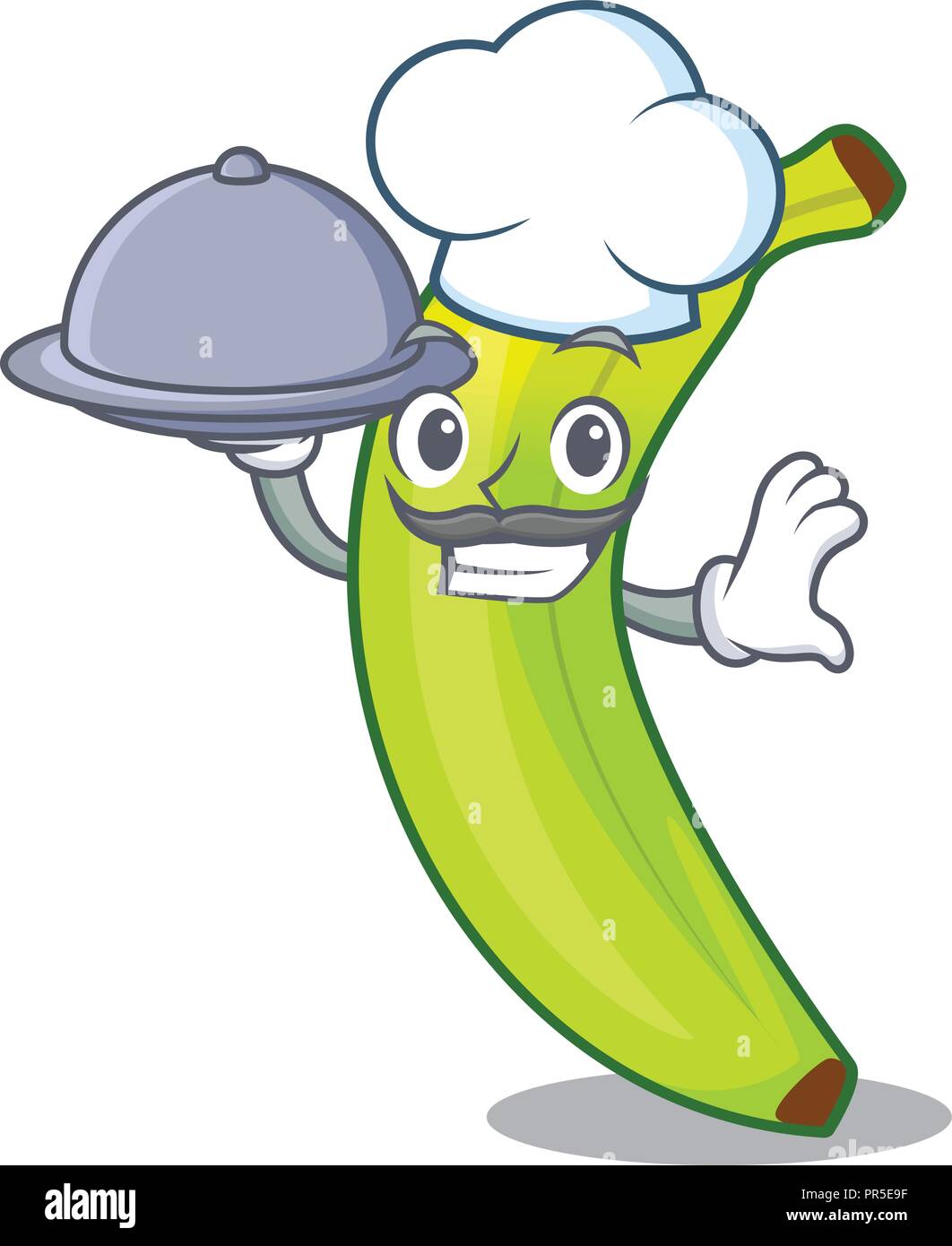 Chef with food a organic fruit green banana cartoon Stock Vector Image