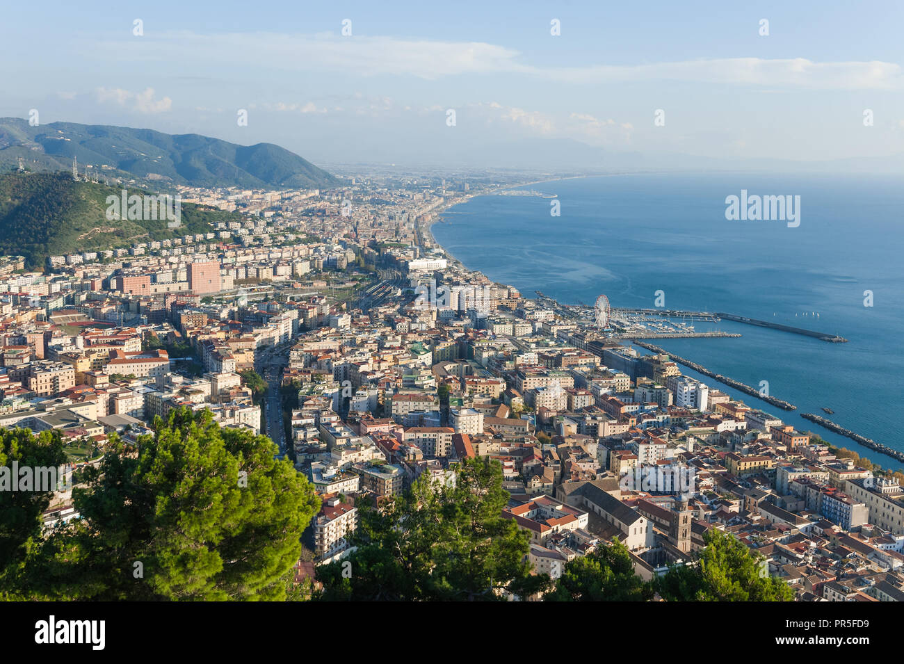 Salerno, Campania, Italy - Panoramic view of the gulf from the top of the castle Arechi Stock Photo