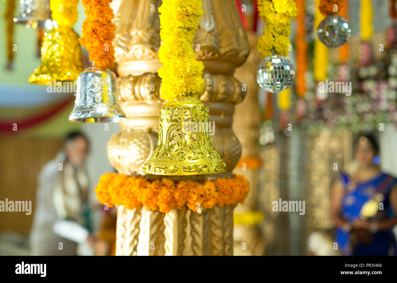 South Indian Hindu wedding celebration with colorful flowers Stock Photo