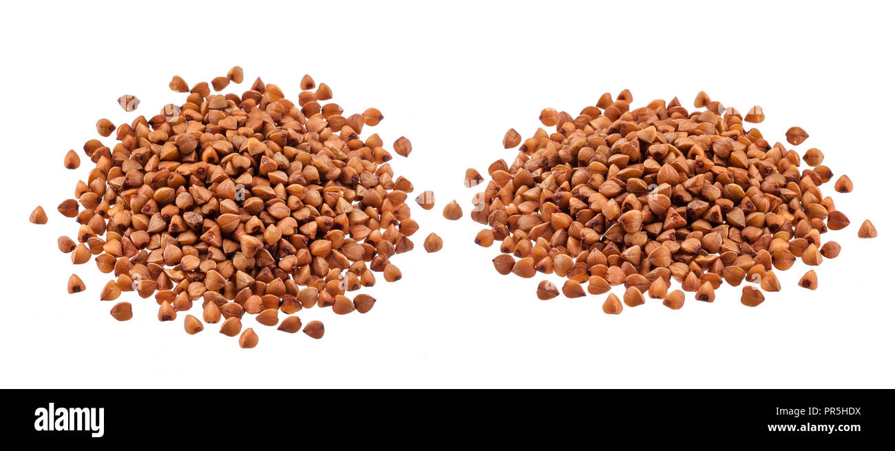 Heap of buckwheat seeds isolated on white background with clipping path