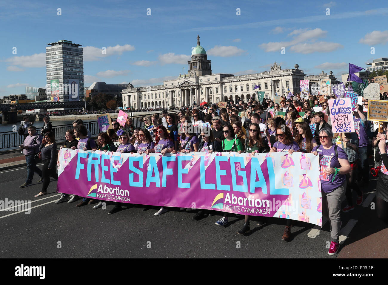 Demonstrators take part in the Abortion Rights Campaign's annual March for Choice In Dublin, as legislation to liberalise Ireland's termination laws is set to be introduced into the Dail next week. Stock Photo