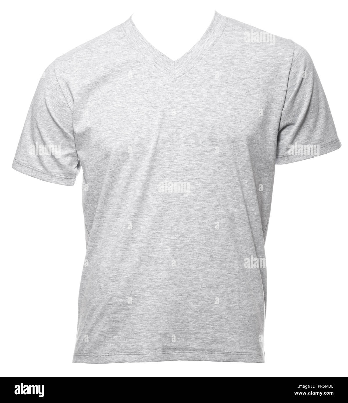 Grey heathered shortsleeve cotton T-Shirt template isolated on a white background Stock Photo