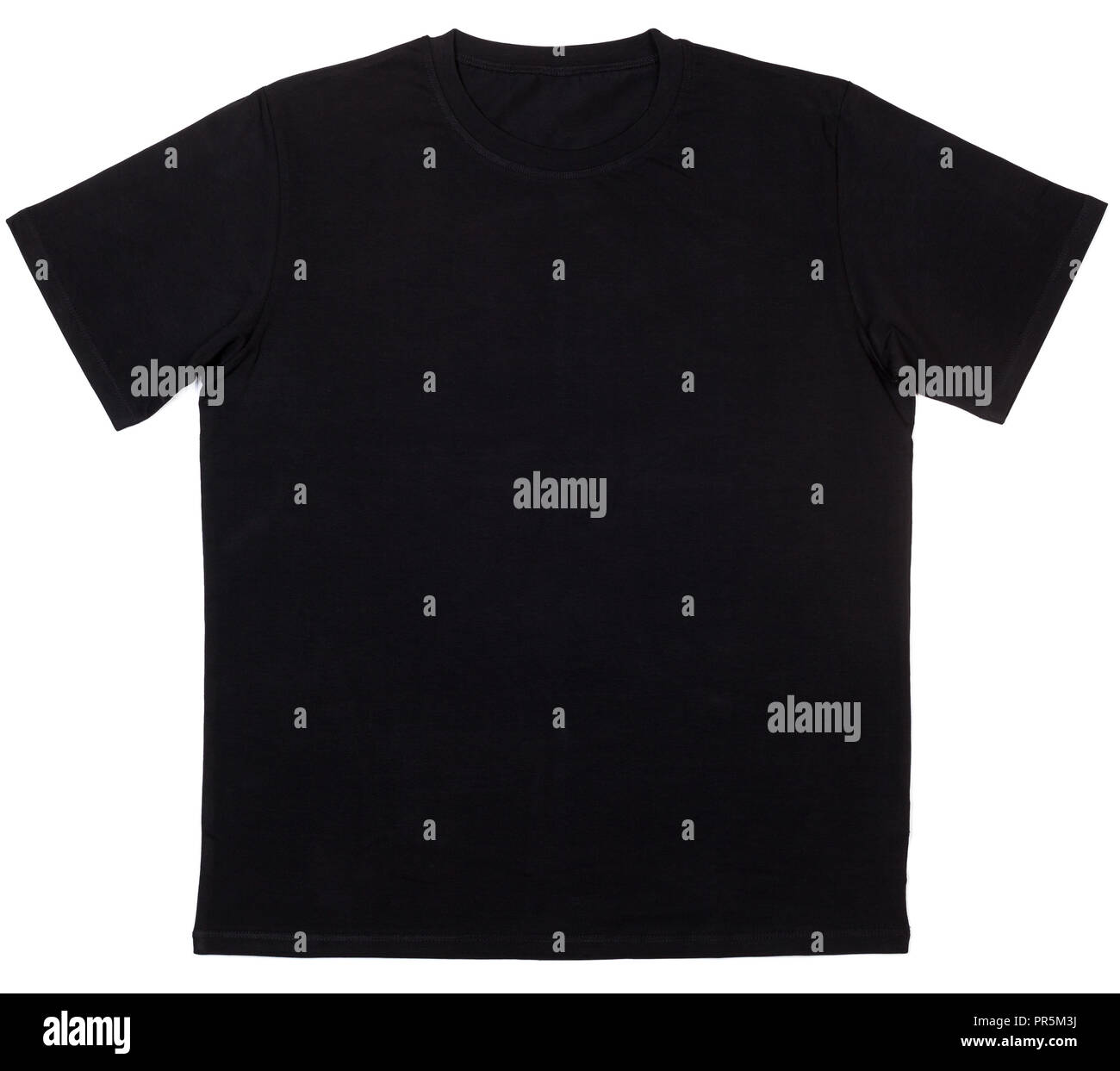 Black plain shortsleeve cotton T-Shirt template isolated on a white background Stock Photo
