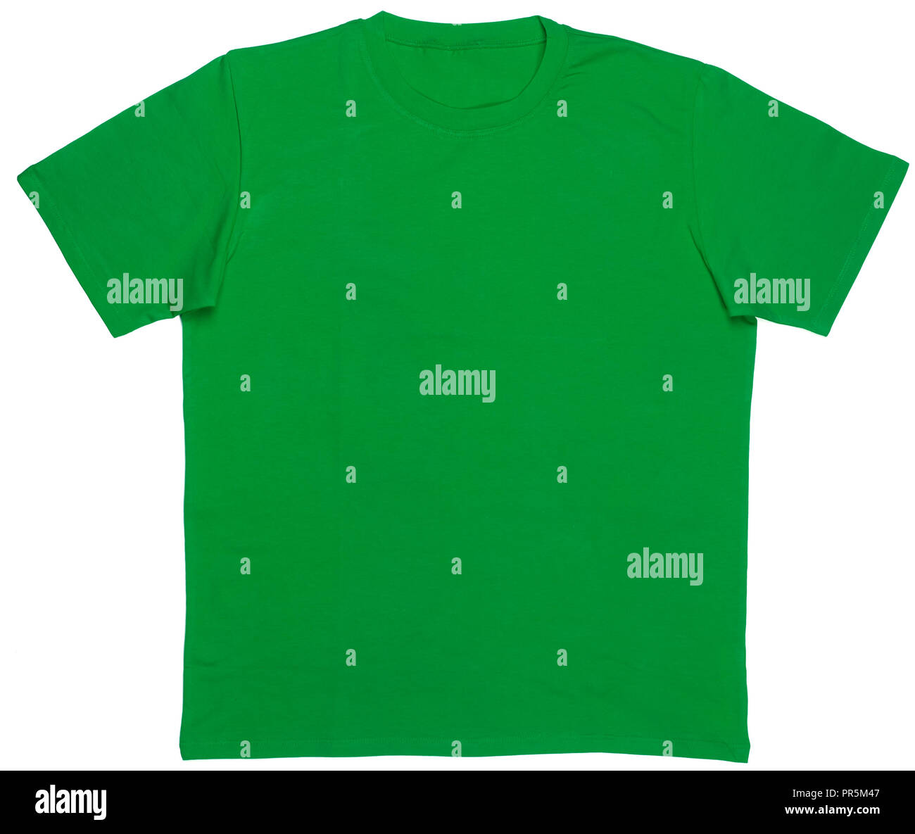 Green plain shortsleeve cotton T-Shirt template isolated on a white background Stock Photo