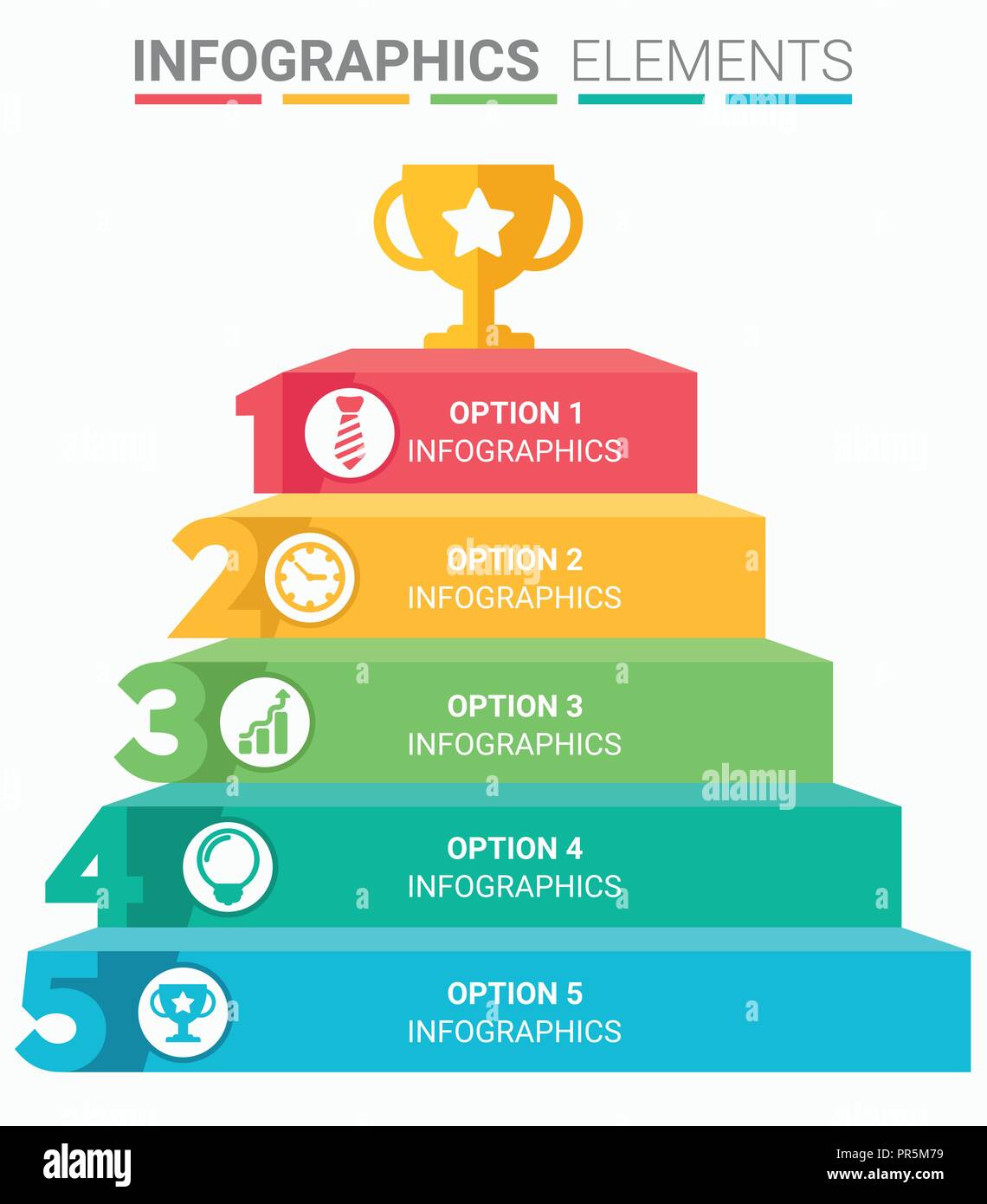 INFOGRAPHICS element abstract design the number top five list template