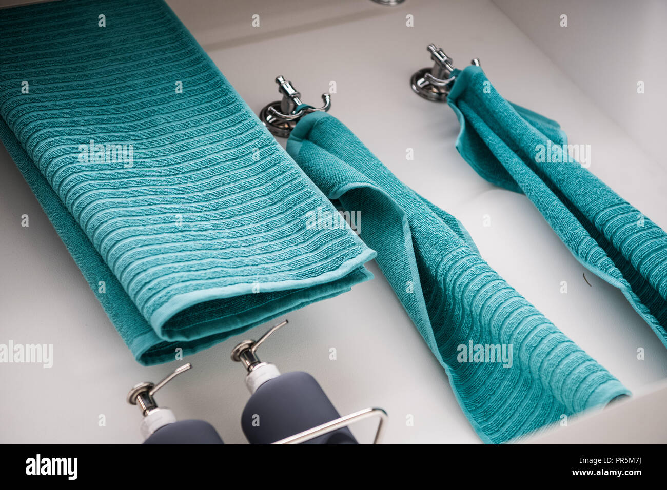 aqua colored towels