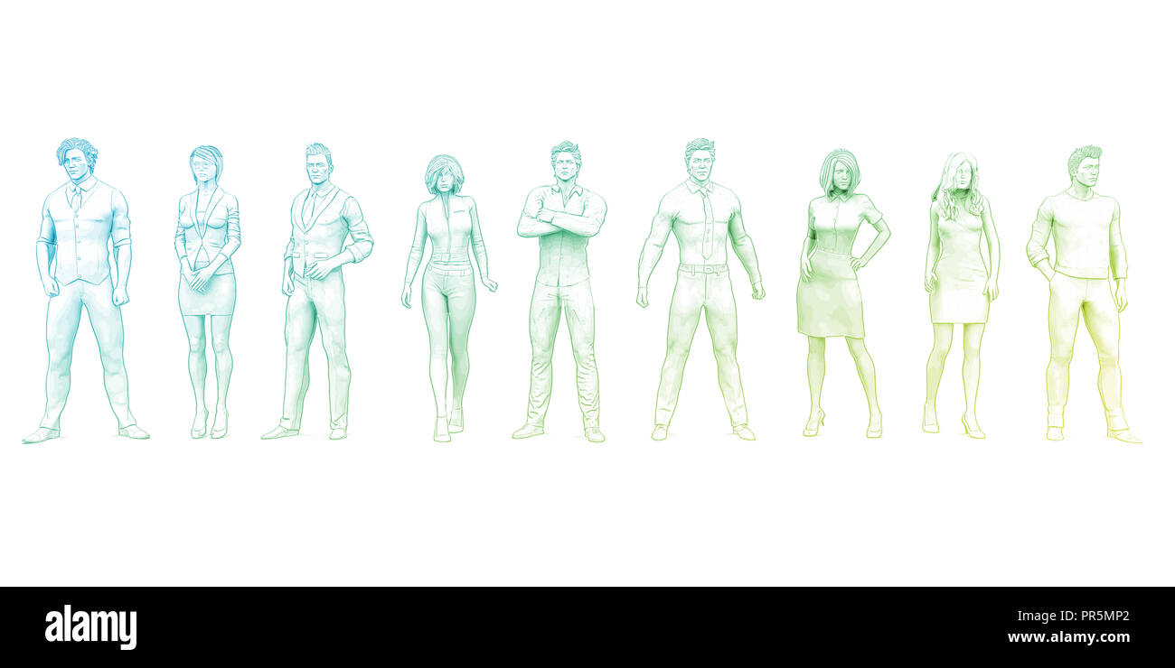 Silhouette Business People Group Sketch Abstract Background Stock Photo ...