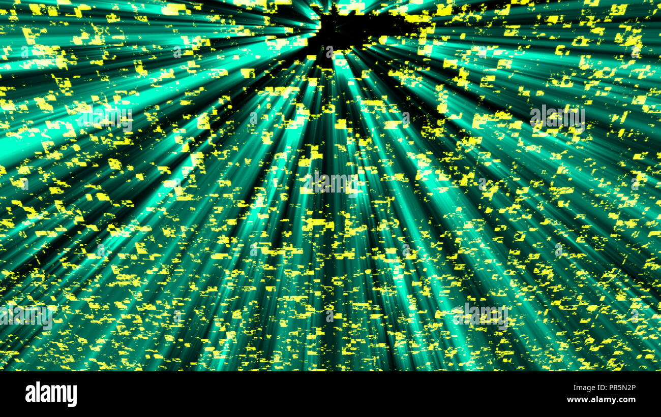 Technology God rays in space with abstract objects, 3d render ...