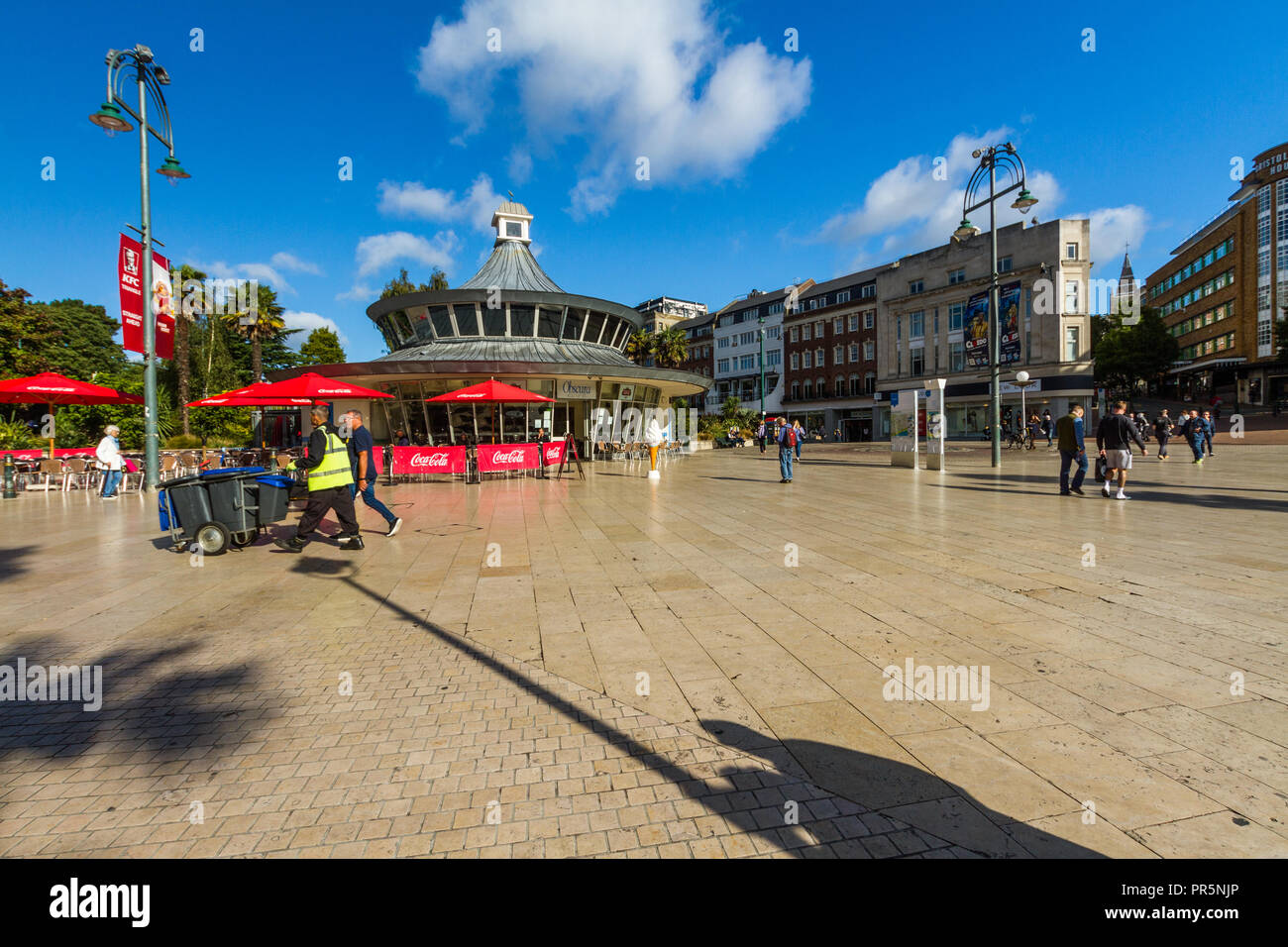 Bournemouth, United Kingdom – Bournemouth Square pedestrianised area on September 21 2018 in Bournemouth. Stock Photo