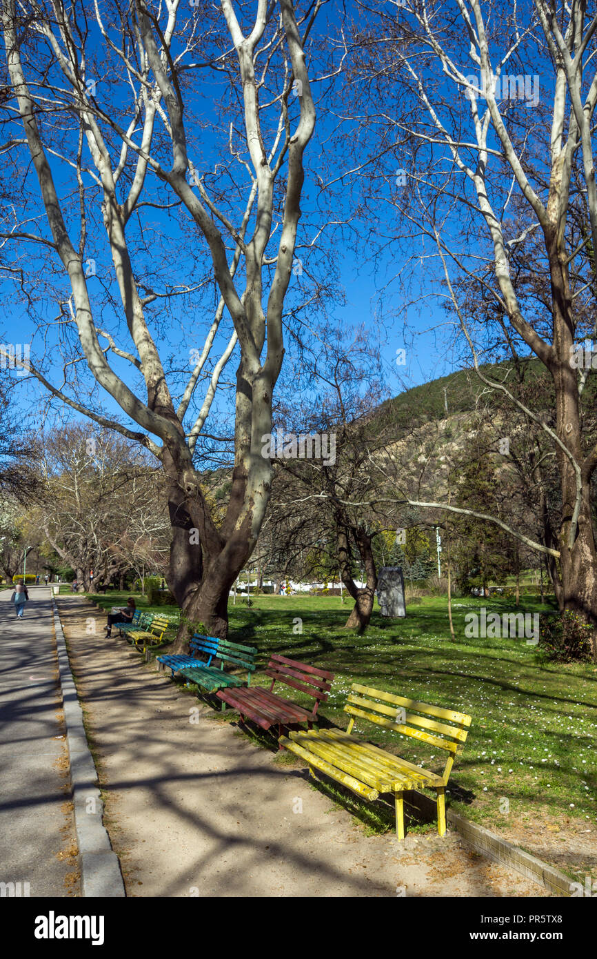 SANDANSKI, BULGARIA - APRIL 4, 2018: Spring view of Park St. Vrach in town of Sandanski, Bulgaria Stock Photo