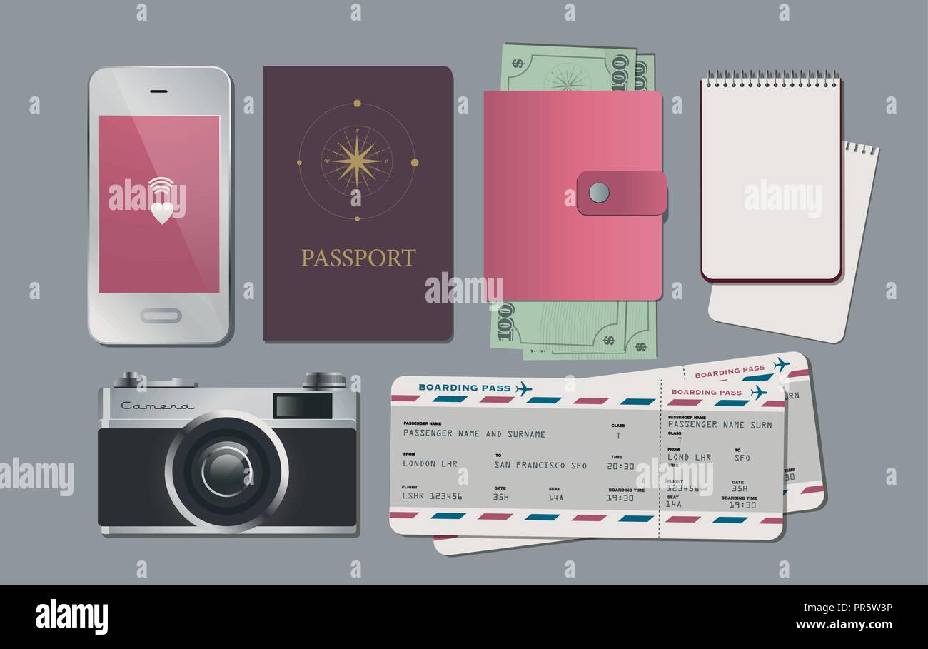 Flat Lay Travel Stock Vector Image & Art - Alamy