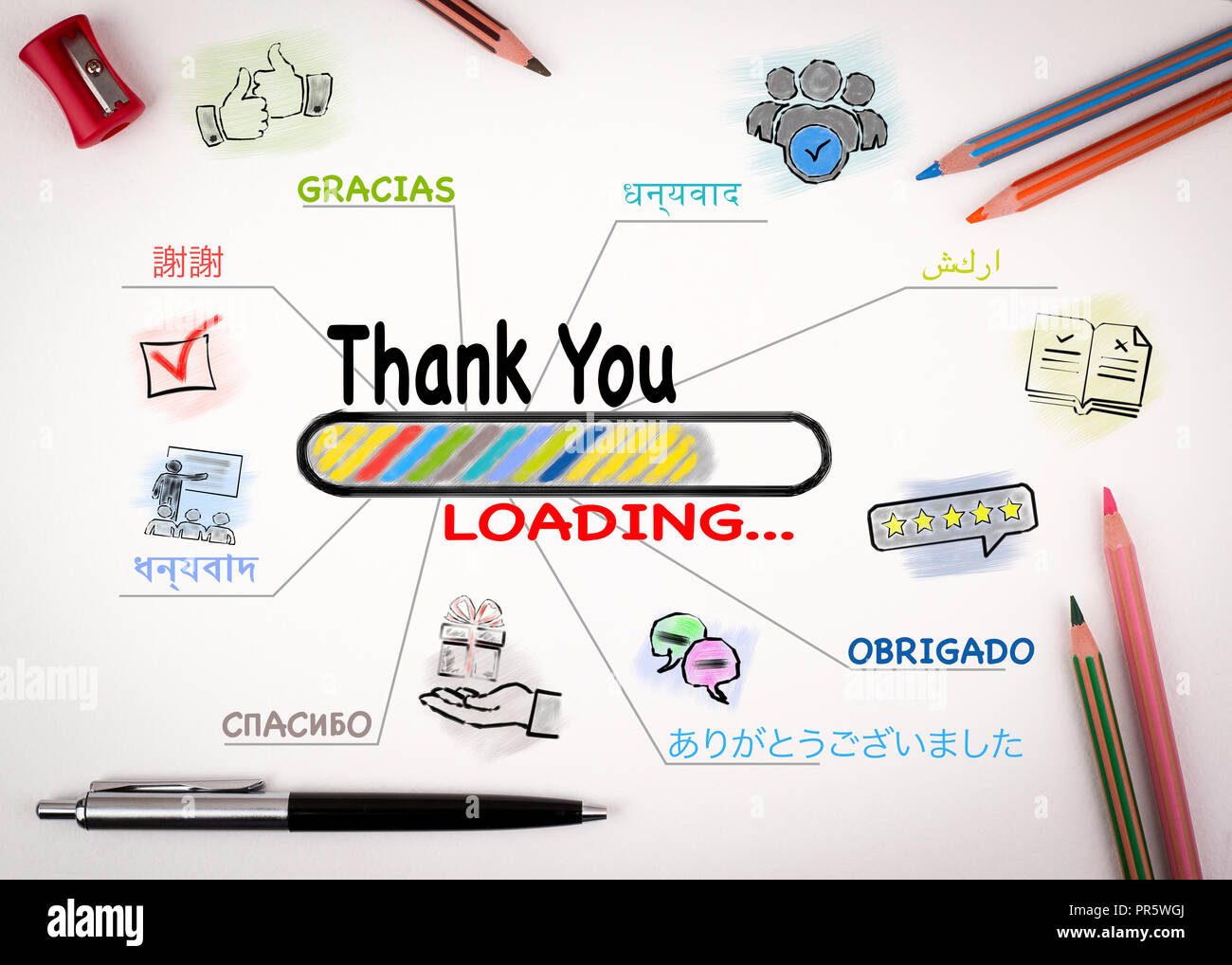 Thank You in Most Spoken Languages In The World Stock Photo
