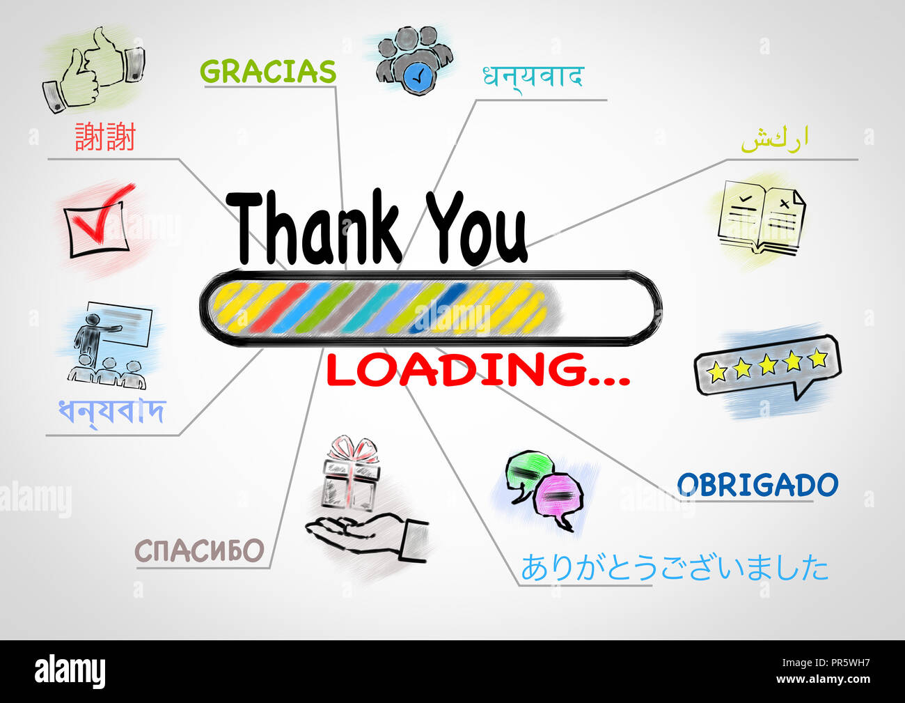 Thank You in Most Spoken Languages In The World Stock Photo