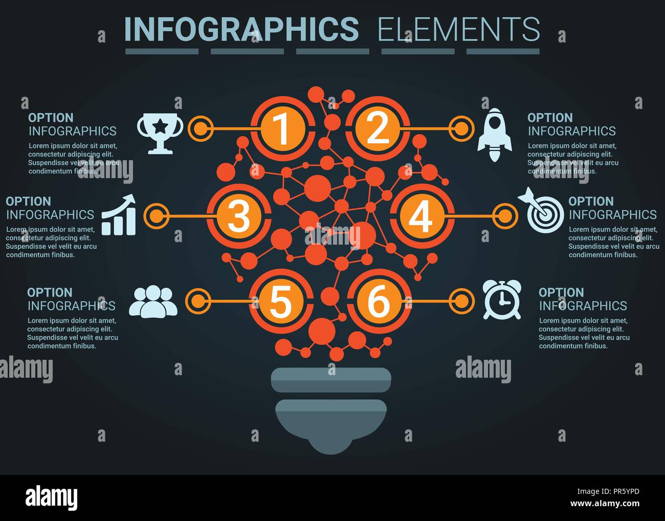 INFOGRAPHICS element abstract design light bulb with top five step concept template Stock Vector