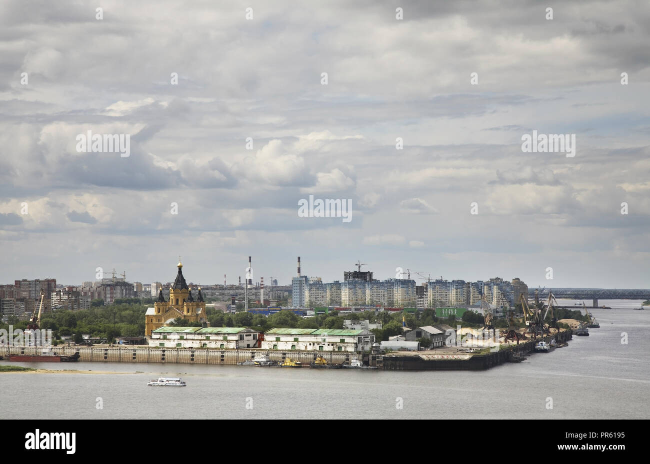 Merger of Oka and Volga rivers in Nizhny Novgorod. Russia Stock Photo