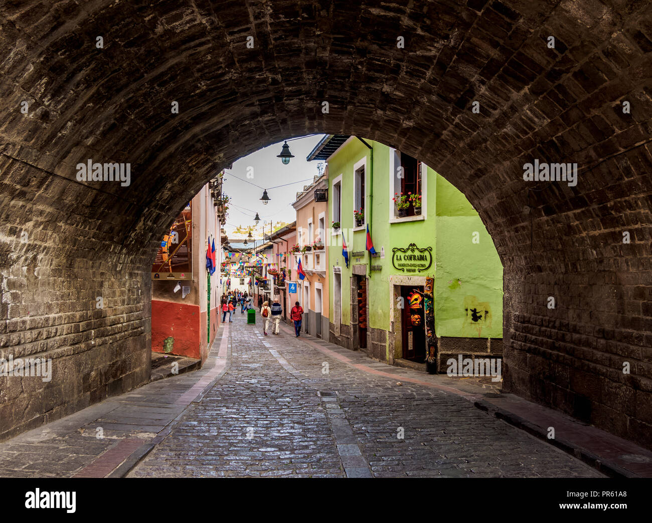 La Ronda Street, Old Town, Quito, Pichincha Province, Ecuador Stock Photo