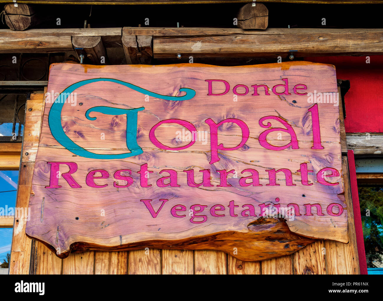 Donde Gopal Vegetarian Restaurant, La Floresta Neighbourhood, Quito, Pichincha Province, Ecuador Stock Photo